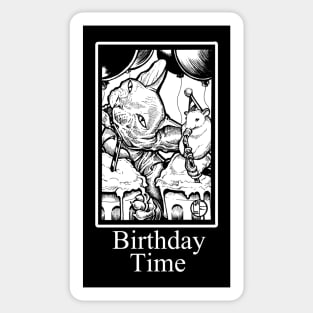 Hairless Cat and Mouse Birthday - Birthday Time - White Outlined Version Sticker